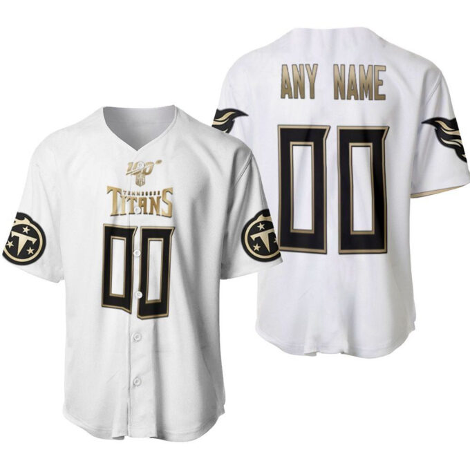Tennessee Titans American Football White 100th Season Golden Edition Jersey Style Custom Gift For Titans Fans Baseball Jersey