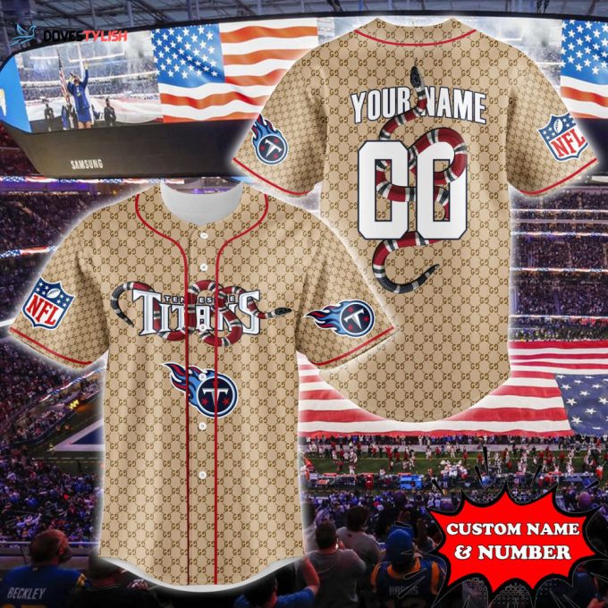 Tennessee Titans Baseball Jersey Gucci NFL Custom For Fans Gift for Men Dad