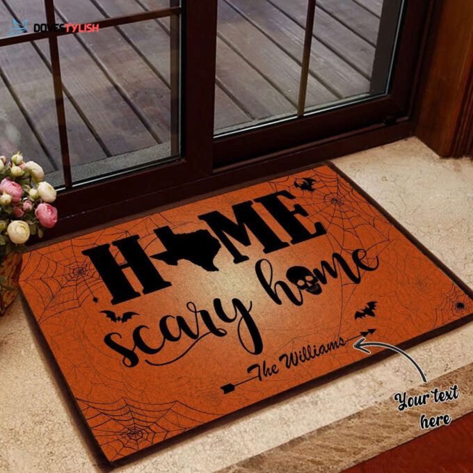 Texas Home Scary Home Halloween Personalized Doormat Home Decor 2024