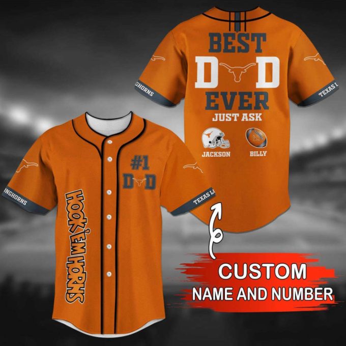 Texas Longhorns Personalized Baseball Jersey Gift for Men Dad