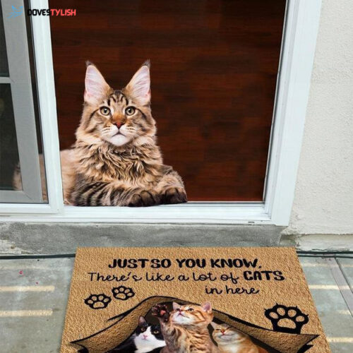 Theres Like A Lot Of Cats In Here Easy Clean Welcome DoorMat