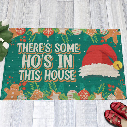 There’s Some Ho’s in This House Christmas Decoration Santa Hat Doormat