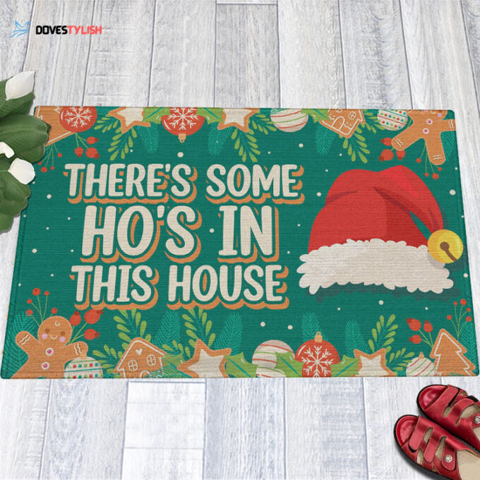 There’s Some Ho’s in This House Christmas Decoration Santa Hat Doormat