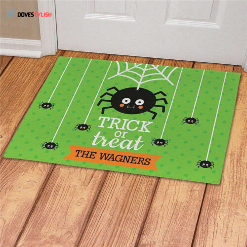 Trick Or Treat Spider Personalized Halloween Doormat Home Decor 2024