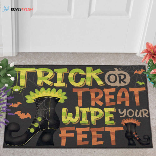 Trick Or Treat Wipe Your Feet Witch Halloween Doormat