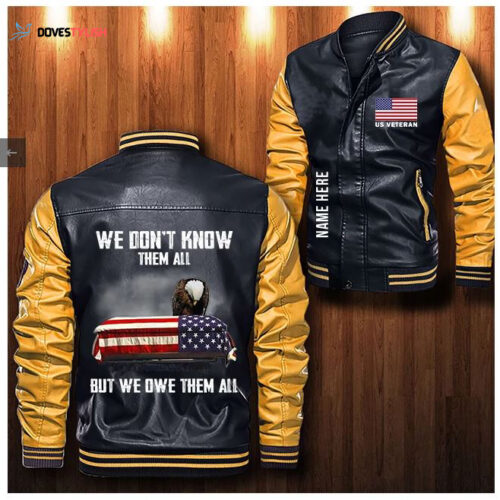 Us Veteran Eagle Custom Personalized Leather Bomber Jacket