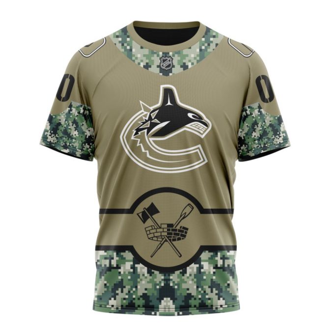 Vancouver Canucks Military Camo With City Or State Flag Unisex T-Shirt For Fans Gifts 2024