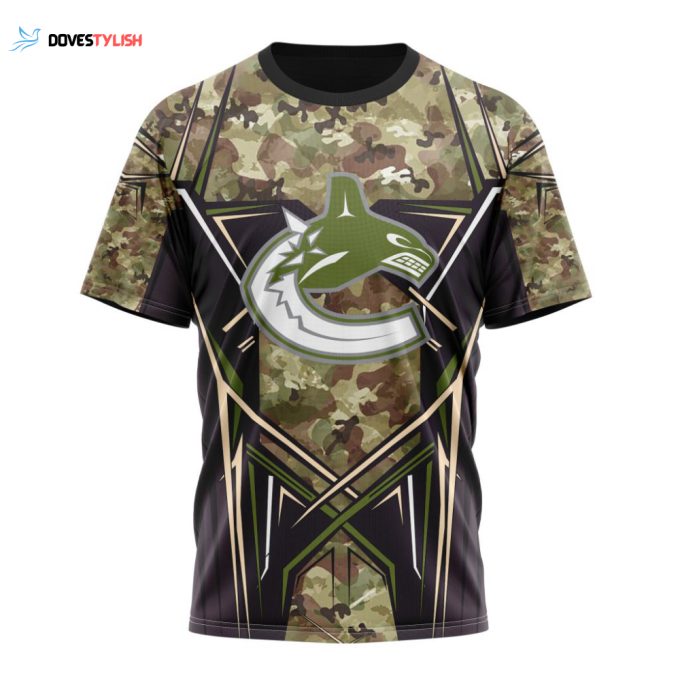 Vancouver Canucks Special Camo Color Design Unisex T-Shirt For Fans Gifts 2024
