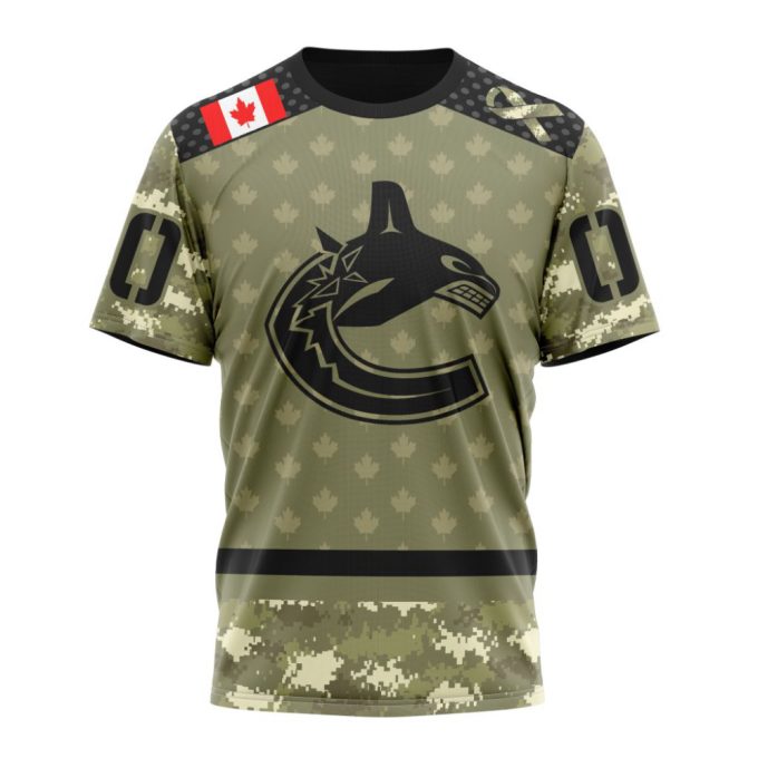 Vancouver Canucks Special Camo Military Appreciation Unisex T-Shirt For Fans Gifts 2024