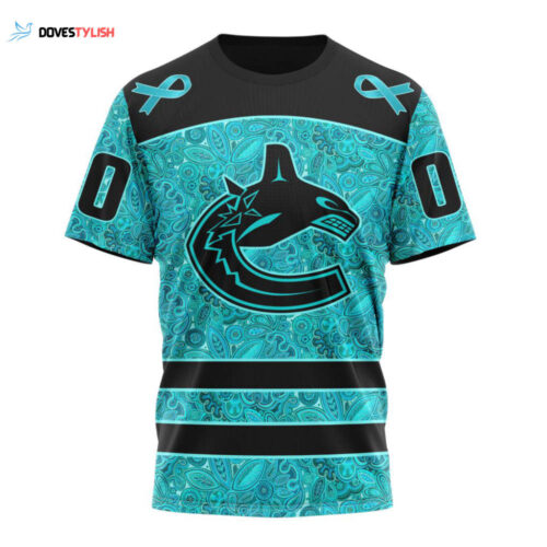 Vancouver Canucks Special Design Fight Ovarian Cancer Unisex T-Shirt For Fans Gifts 2024