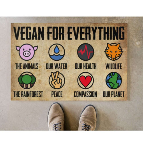 Vegan For Everything Indoor And Outdoor Doormat Warm House Gift Welcome Mat Gift For Vegetarians Environmental Protection