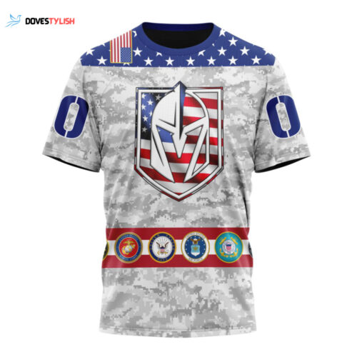 Vegas Golden Knights Armed Forces Appreciation Unisex T-Shirt For Fans Gifts 2024