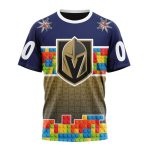 Vegas Golden Knights Autism Awareness Design Unisex T-Shirt For Fans Gifts 2024