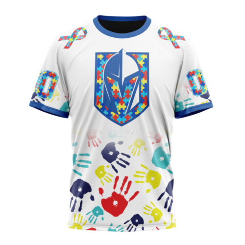 Vegas Golden Knights Autism Awareness Hands Design Unisex T-Shirt For Fans Gifts 2024