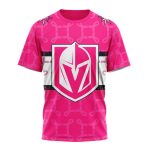 Vegas Golden Knights I Pink I Can! In October We Wear Pink Breast Cancer Unisex T-Shirt For Fans Gifts 2024