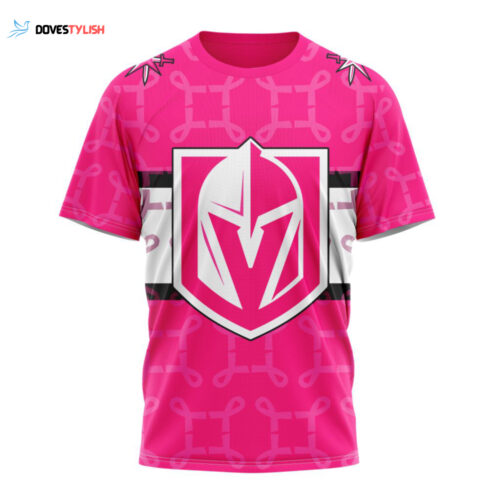 Vegas Golden Knights I Pink I Can! In October We Wear Pink Breast Cancer Unisex T-Shirt For Fans Gifts 2024
