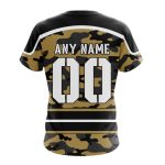 Vegas Golden Knights With Camo Team Color And Military Force Logo Unisex T-Shirt For Fans Gifts 2024