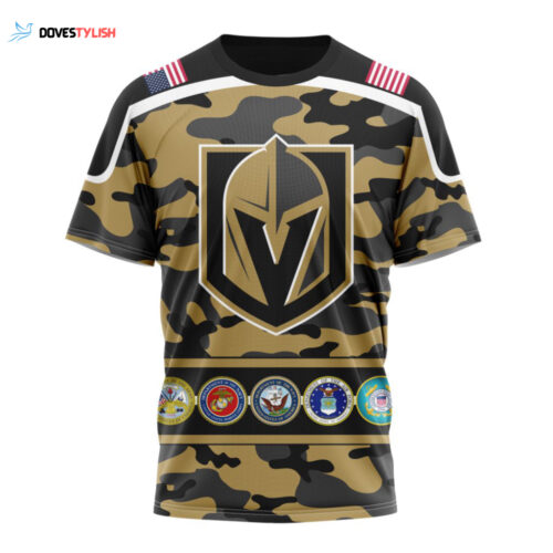Vegas Golden Knights With Camo Concepts For Hungting In Forest Unisex T-Shirt For Fans Gifts 2024