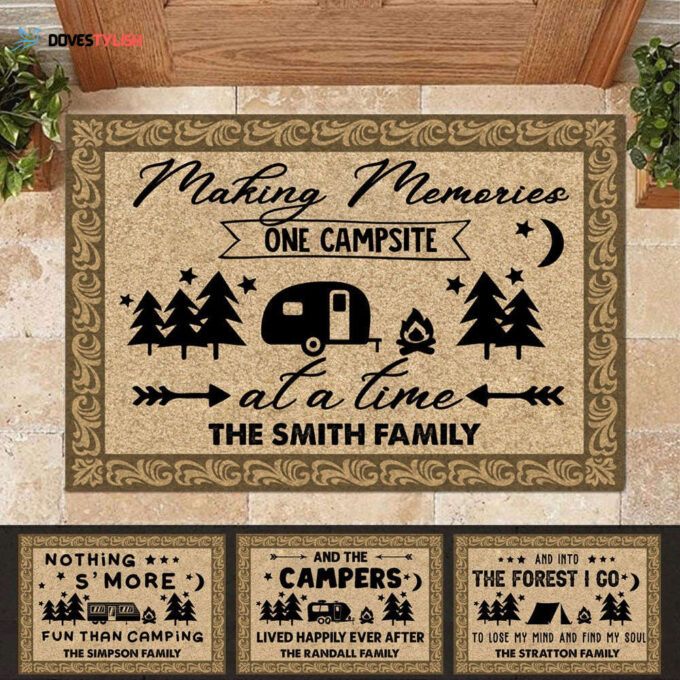Vintage Camping Personalized Doormat Gift For Camping Lovers