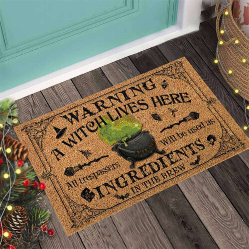 Warning A Witch Easy Clean Welcome DoorMat