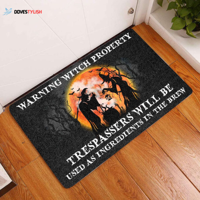 Warning Witch Properly Trespassers All Over Printing Doormat