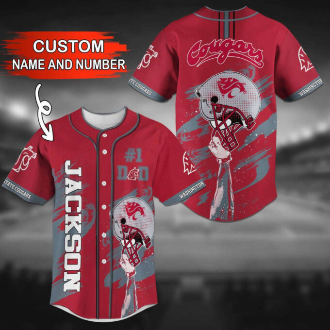 Washington State Cougars Personalized Baseball Jersey