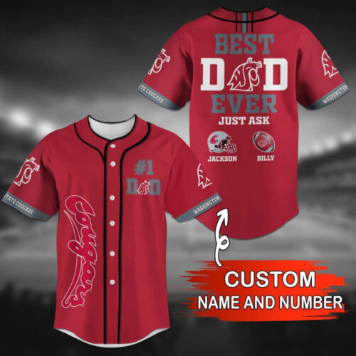 Washington State Cougars Personalized Baseball Jersey