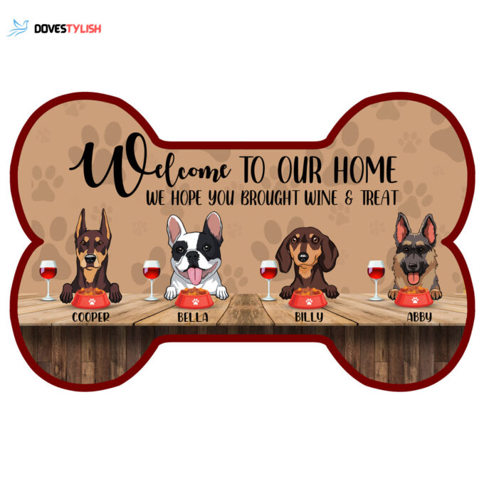 We Hope You Brought Wine And Treat Welcome To Our Home – Personalized Custom Shape Doormat – Gift For Cat Lover