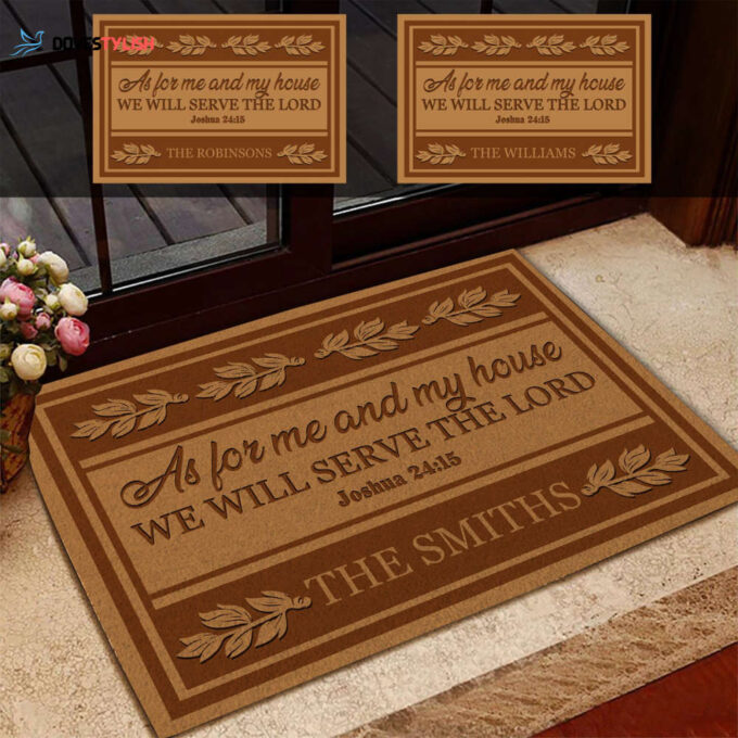 We Will Serve The Lord Personalized Doormat Gift For Family