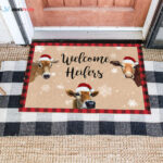Welcome Heifers Doormat Farm Animal Lovers Cow Christmas Home Decor Christmas Gift HN