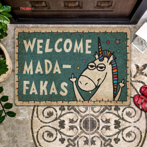 Welcome Madafakas – Unicorn Doormat | Welcome Mat | House Warming Gift | Christmas Gift Decor