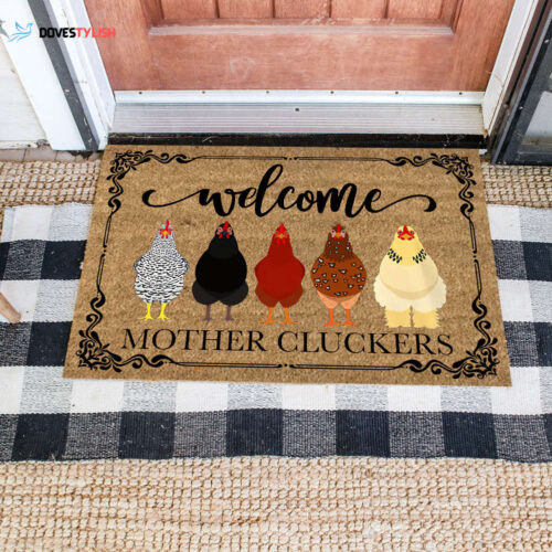 Welcome Mother Cluckers Doormat, Funny Doormat, Farm Chicken Mat, Colorful Chicken Doormat, Chicken coop Doormat, Chicken coop Home Decor, Gifts for farmers, Housewarming Gift HN
