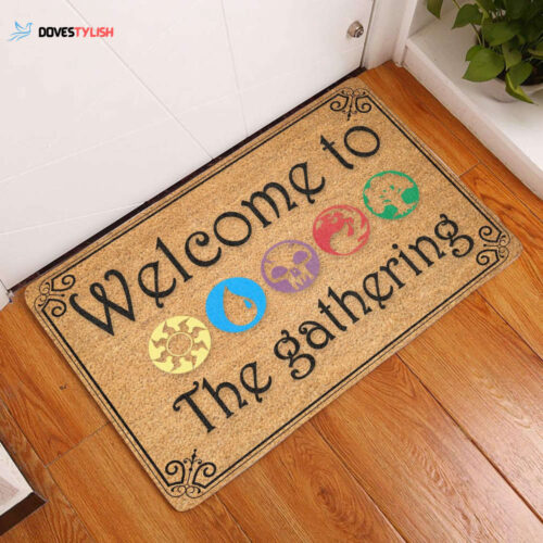 Welcome To The Gathering Coir Pattern All Over Printing Doormat