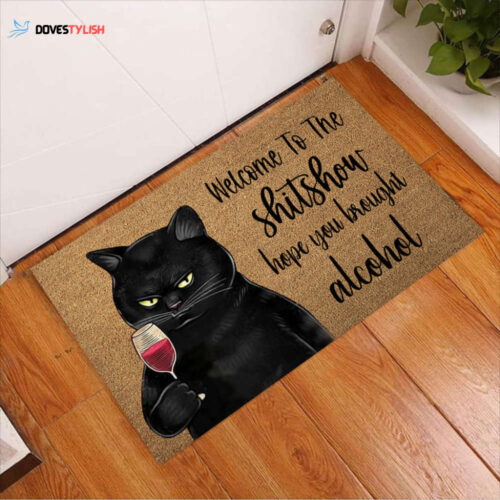 Welcome To The Show Black Cat Doormat Welcome Mat Housewarming Gift Home Decor Funny Doormat Best Gift Idea For Cat Lovers
