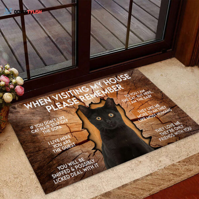 When Visiting My House Please Remember Black Cat Doormat Welcome Mat Housewarming Gift Home Decor Funny Doormat Best Gift Idea