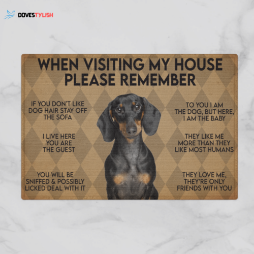 WHEN VISITING MY HOUSE PLEASE REMEMBER DACHSHUND DOG Indoor And Outdoor Doormat Warm House Gift Welcome Mat Gift For Dachshund Lovers