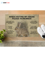 When Visiting My House Please Remember – Rabbit Indoor And Outdoor Doormat Gift For Rabbit Lovers Birthday Gift Decor Warm House Gift Welcome Mat