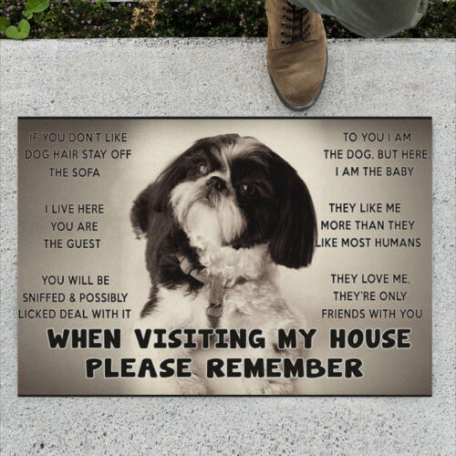 When Visiting My House Please Remember – Shih Tzu 2 Dog Doormat Welcome Mat Housewarming Gift Home Decor Funny Doormat Gift Idea For Dog Lovers