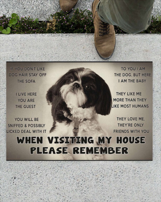 When Visiting My House Please Remember – Shih Tzu 2 Dog Doormat Welcome Mat Housewarming Gift Home Decor Funny Doormat Gift Idea For Dog Lovers