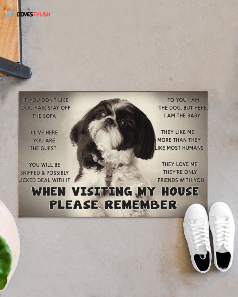 When Visiting My House Please Remember – Shih Tzu 2 Dog Doormat Welcome Mat Housewarming Gift Home Decor Funny Doormat Gift Idea For Dog Lovers