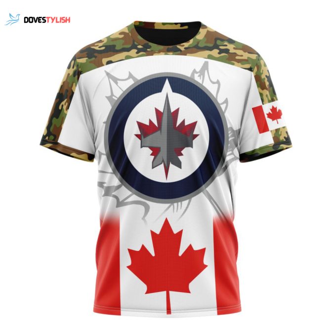Winnipeg Jets With Our Canada Flag Unisex T-Shirt For Fans Gifts 2024