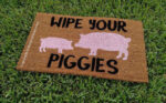 Wipe Your Piggies Custom Cute Pig Handpainted Welcome Doormat by Killer Doormats