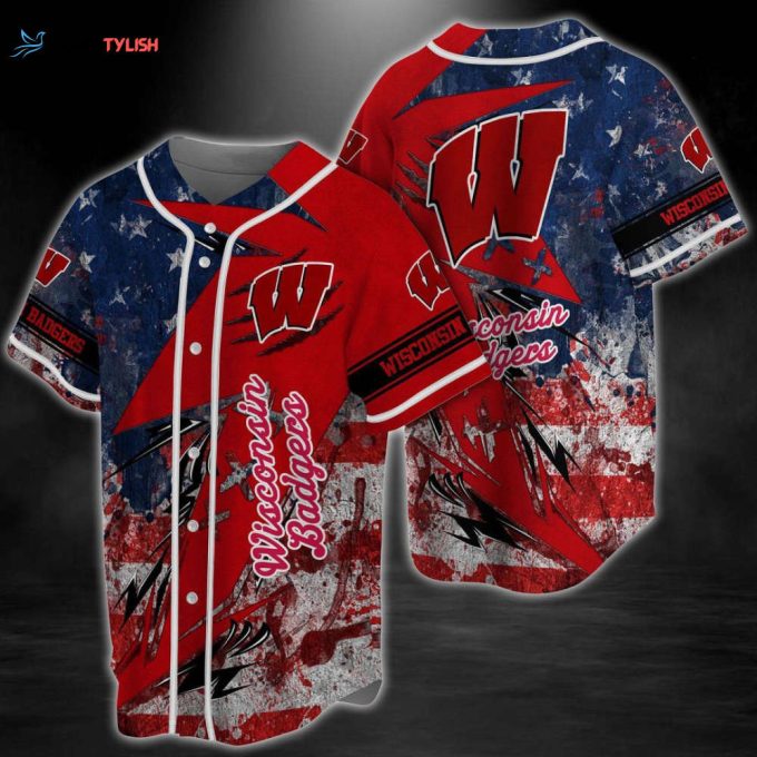 Wisconsin Badgers Baseball Jersey Gift for Men Dad