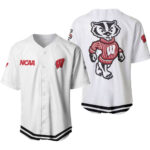 Wisconsin Badgers Classic White With Mascot Gift For Wisconsin Badgers Fans Baseball Jersey