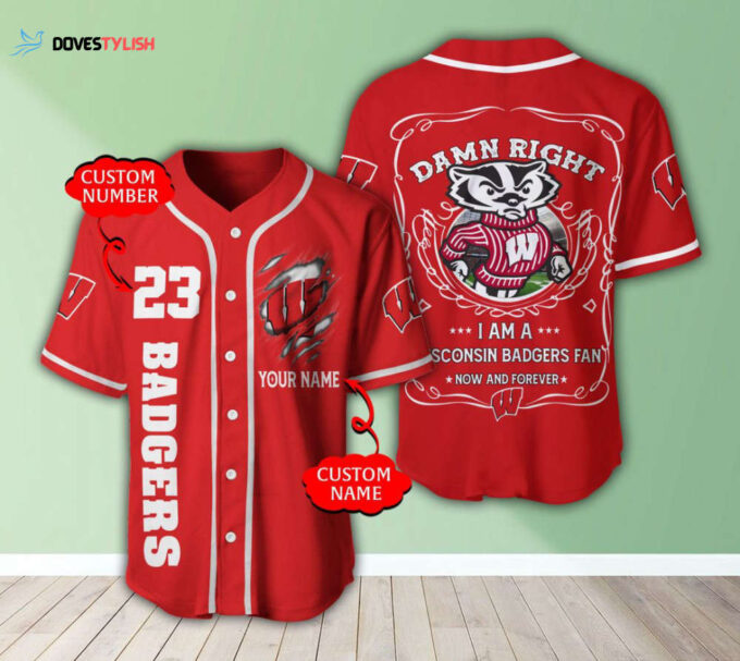 Wisconsin Badgers Personalized Baseball Jersey