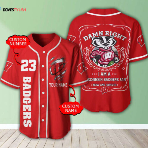 Wisconsin Badgers Personalized Baseball Jersey