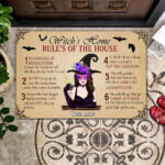Witch’s Home Rules Of The House Customized Doormat, Best Gifts For Halloween Home Decoration