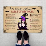 Witch’s Home Rules Of The House Customized Doormat, Best Gifts For Halloween Home Decoration
