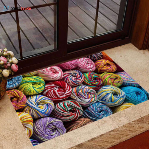 Yarn – Knitting Doormat, Gift For Knitting Lovers, Gift For Thanksgiving Christmas Decor Warm House Gift Welcome Mat