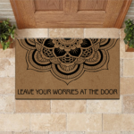 Yoga Doormat Leave Your Worry At The Door Indoor And Outdoor Doormat Warm House Gift Welcome Mat Birthday Gift For Yoga Lovers 1